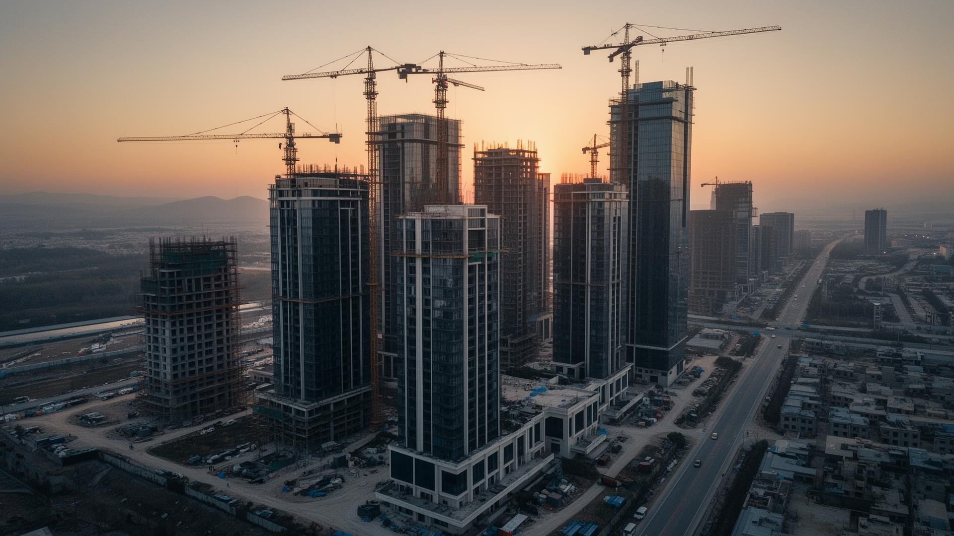 Empreendimentos em expansão ao amanhecer